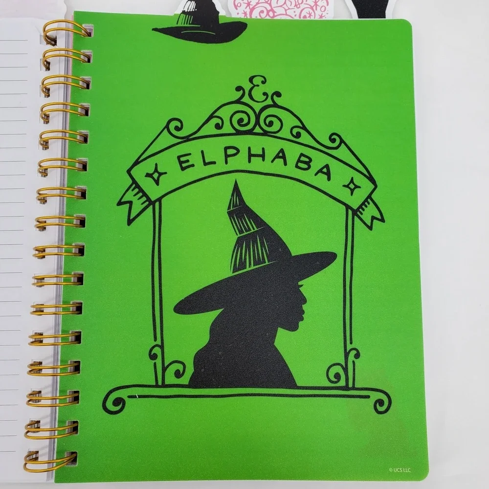 Wicked Journal Spiral Bound‎ Elphaba and Glinda Bookmark Sections 96 Pages New